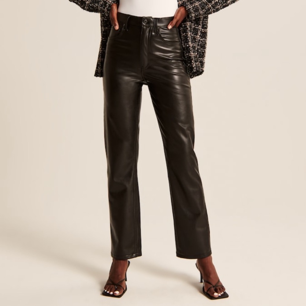 Abercrombie & Fitch Vegan Leather 90s Straight Pant